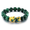 Chinese Feng Shui Obsidian Bead Pixiu Charms Bracelet Jewelry Green