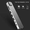 Aluminum Multifunction USB Type-C 8 in 1 HDMI Hub Adapter Card Reader Silver