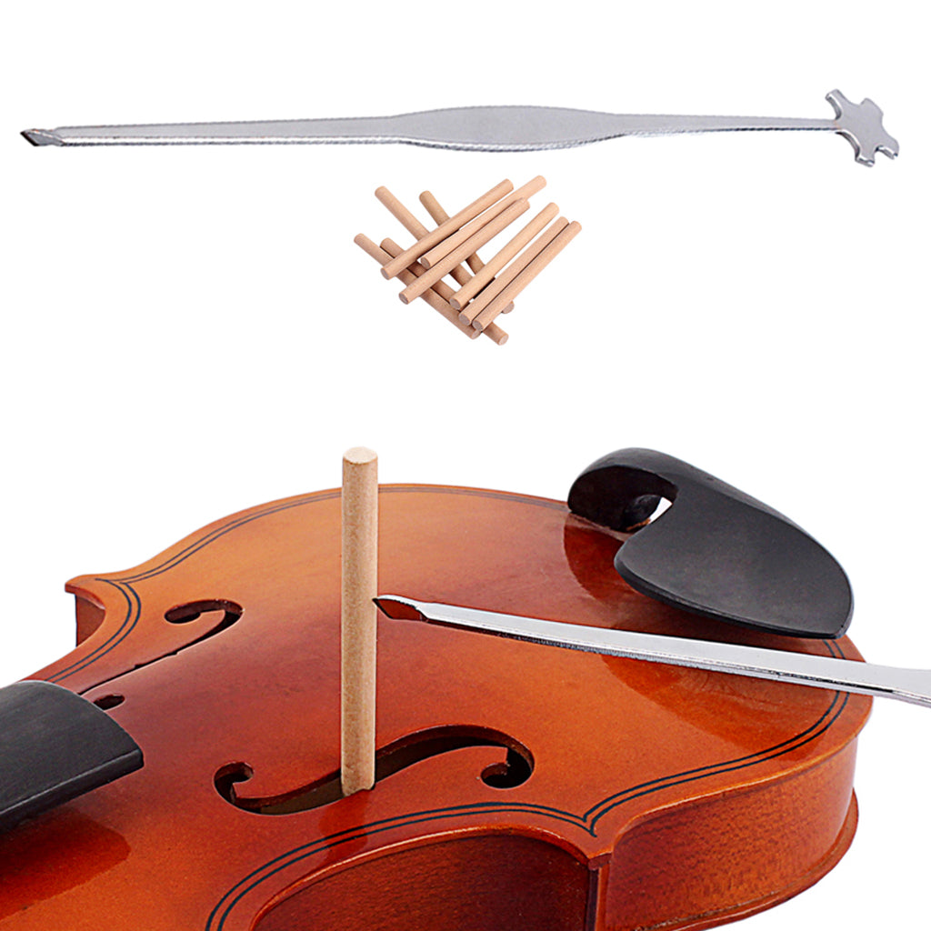 Violin Sound Post and Stainless Steel Setter for Voilin Repair Tool Supplies