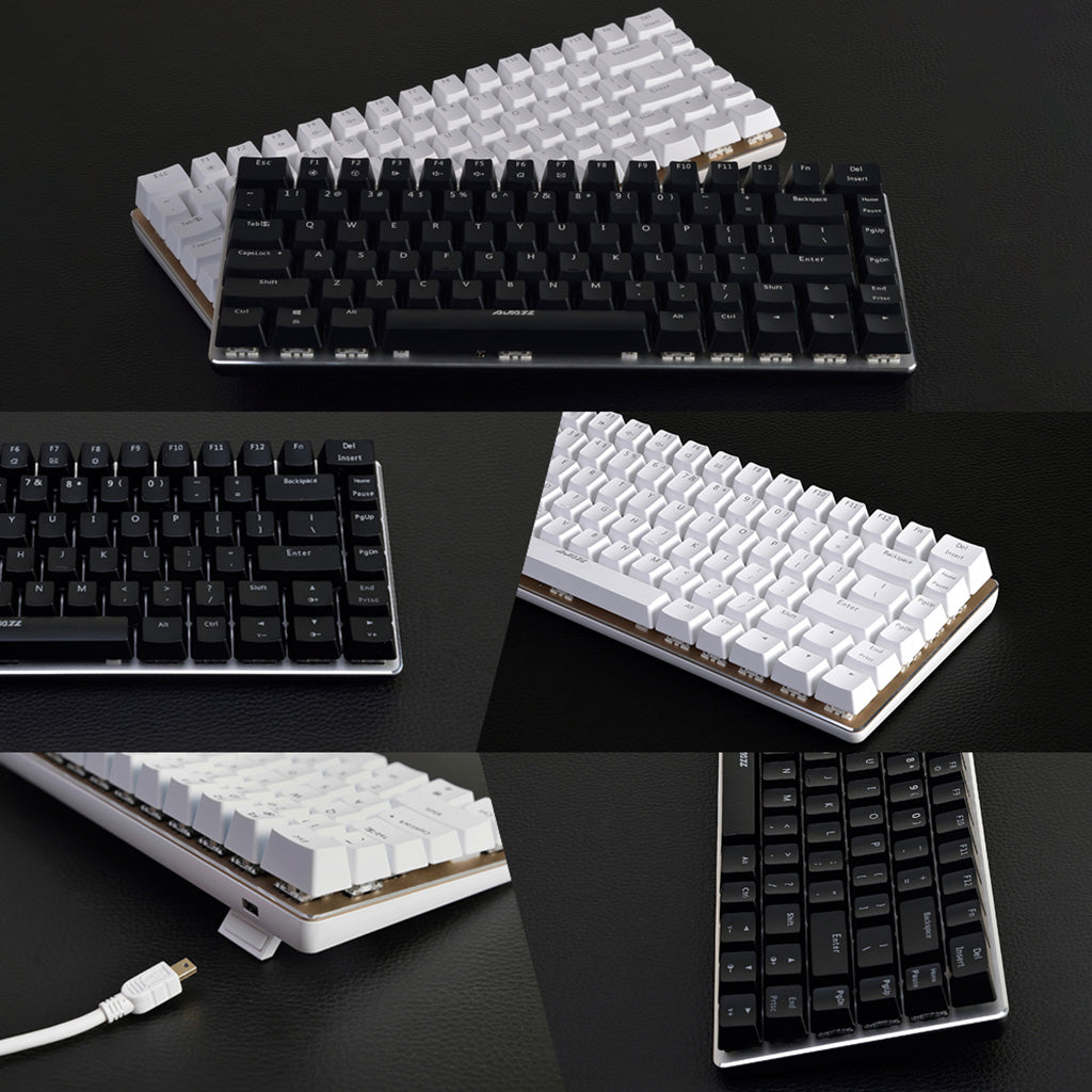 AJAZZ Mechanical Keyboard Portable 82 Keys Black Switches-White-No Light