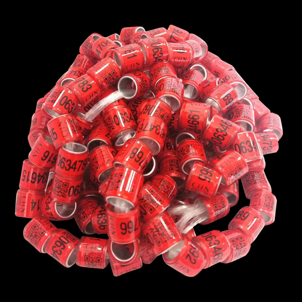 100Pcs Aluminium Pigeon Leg Rings 8 MM Red