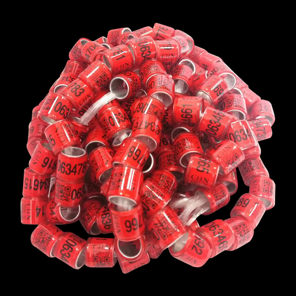 100Pcs Aluminium Pigeon Leg Rings 8 MM Red