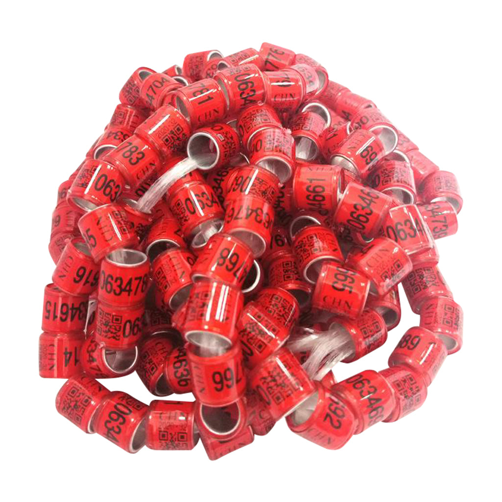 100Pcs Aluminium Pigeon Leg Rings 8 MM Red