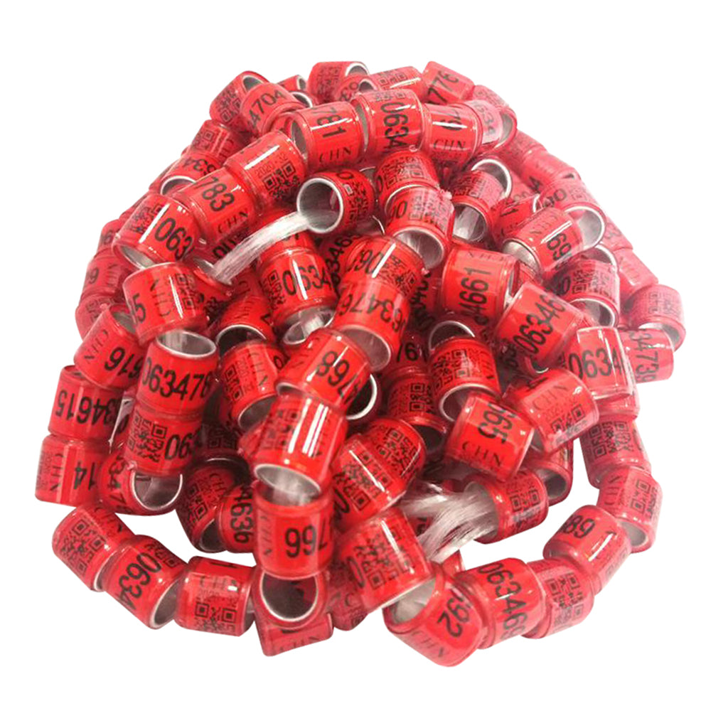 100Pcs Aluminium Pigeon Leg Rings 8 MM Red