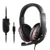 Wired 3.5mm Gaming Headset Headphone Adjustable Headhand Mic Speaker Black+Red