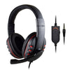 Wired 3.5mm Gaming Headset Headphone Adjustable Headhand Mic Speaker Black+Red