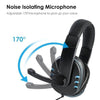 Wired 3.5mm Gaming Headset Headphone Adjustable Headhand Mic Speaker Black+Blue