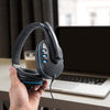 Wired 3.5mm Gaming Headset Headphone Adjustable Headhand Mic Speaker Black+Blue