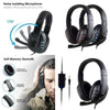 Wired 3.5mm Gaming Headset Headphone Adjustable Headhand Mic Speaker Black+Blue