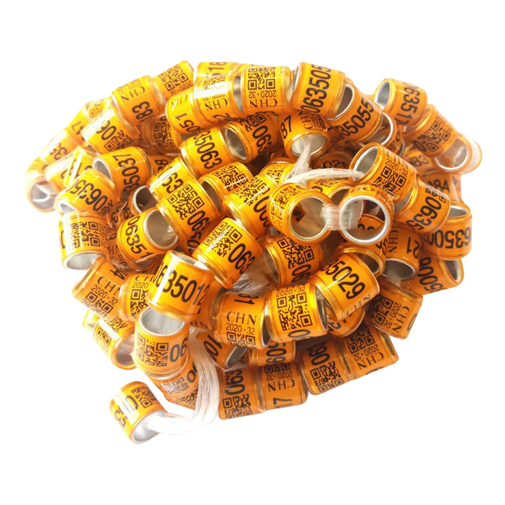 100Pcs Aluminium Pigeon Leg Rings 8 MM Orange