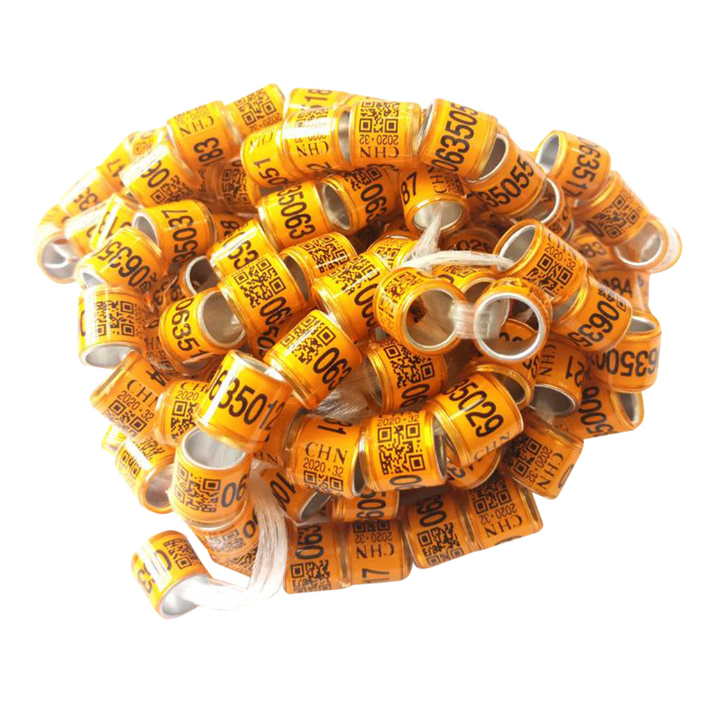 100Pcs Aluminium Pigeon Leg Rings 8 MM Orange