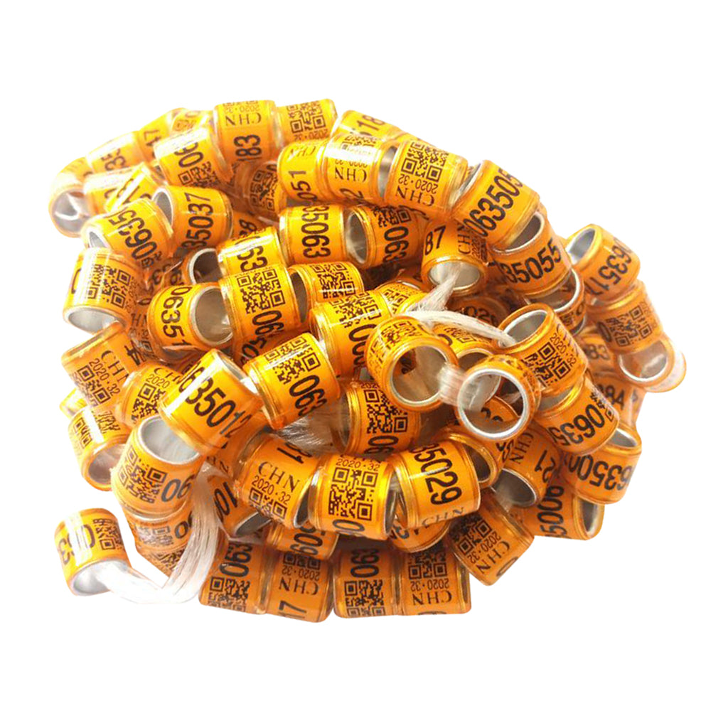 100Pcs Aluminium Pigeon Leg Rings 8 MM Orange