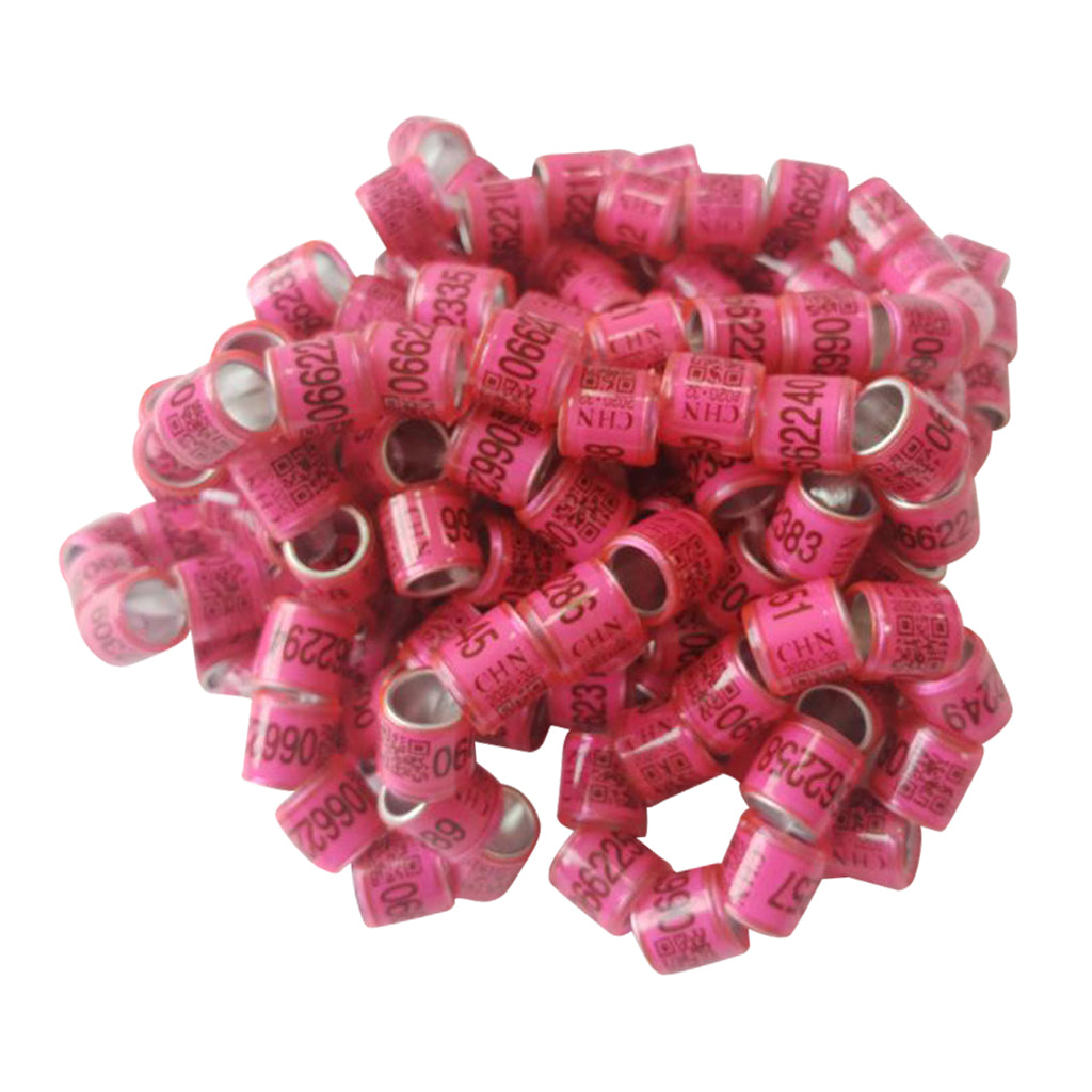 100Pcs Aluminium Pigeon Leg Rings 8 MM Pink