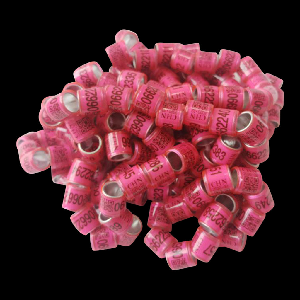 100Pcs Aluminium Pigeon Leg Rings 8 MM Pink