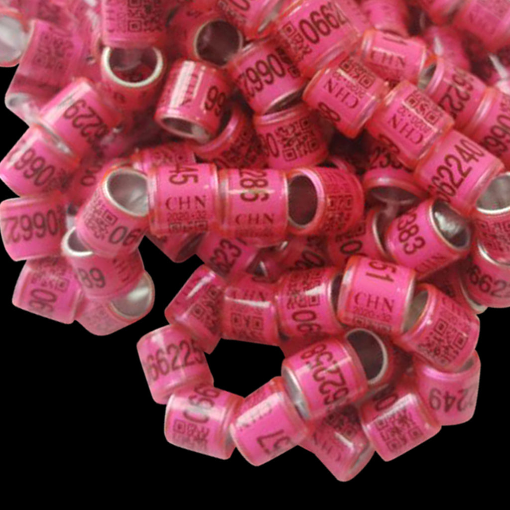 100Pcs Aluminium Pigeon Leg Rings 8 MM Pink