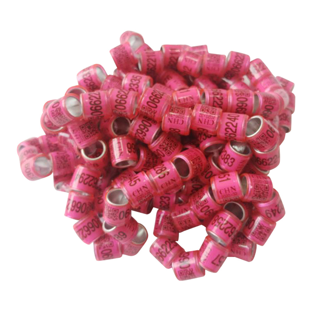 100Pcs Aluminium Pigeon Leg Rings 8 MM Pink