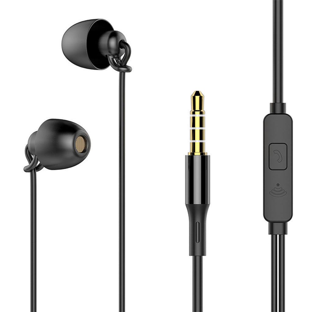 3.5mm Sleep Earplugs Earphone  black with Mic