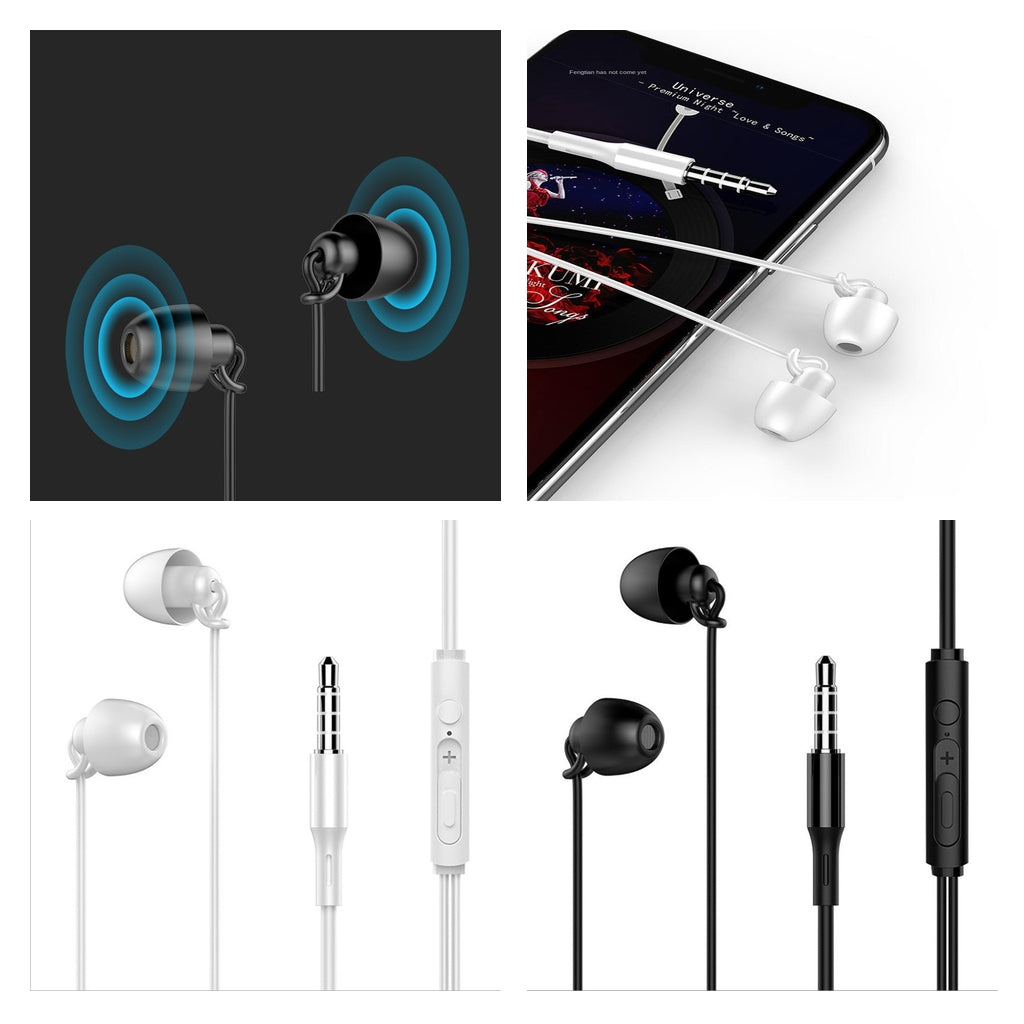 3.5mm Sleep Earplugs Earphone  black with Mic