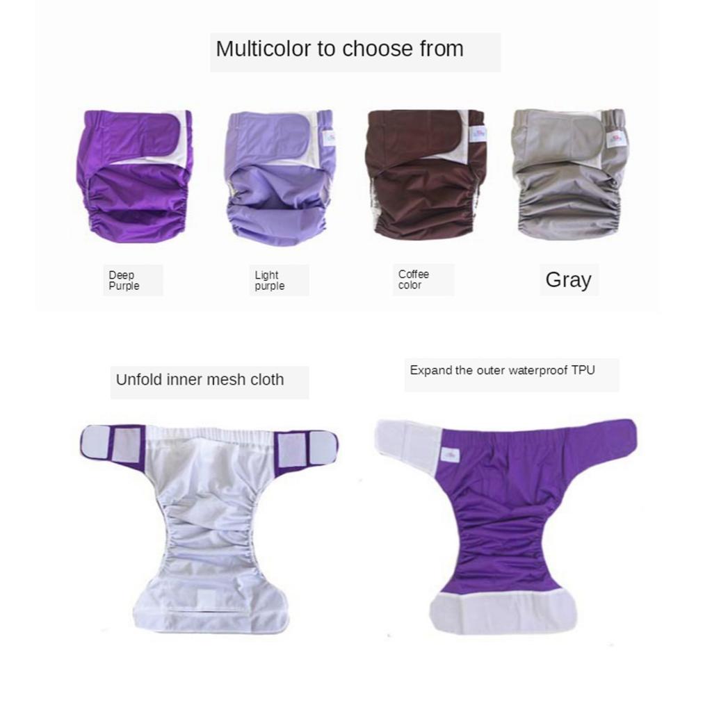 Adult Cloth Diaper Nappy Washable for Disability Incontinence  XL Gray