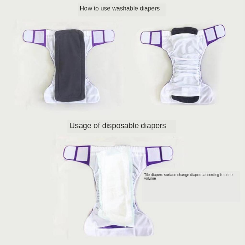 Adult Cloth Diaper Nappy Washable for Disability Incontinence  XL Gray