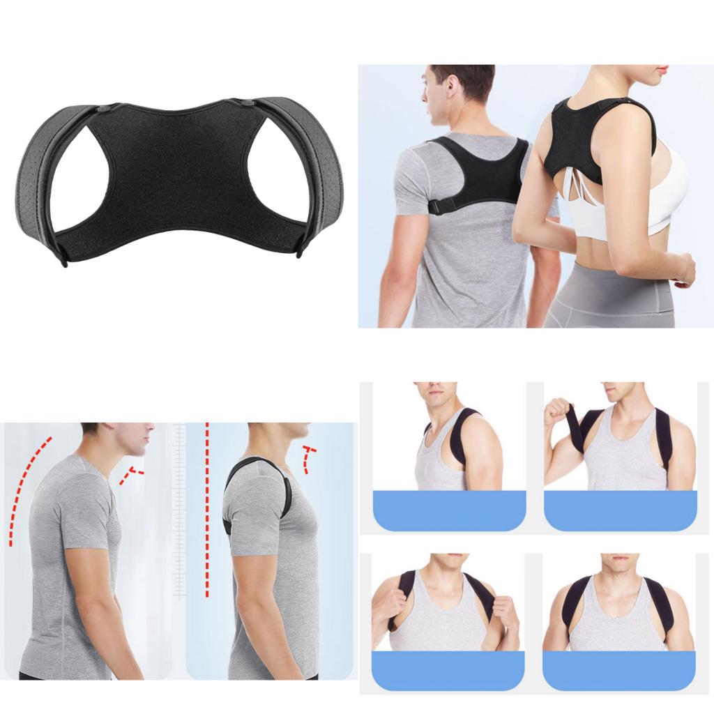 Adjustable Posture Corrector Back Shoulder Support Correct Brace M (Black)