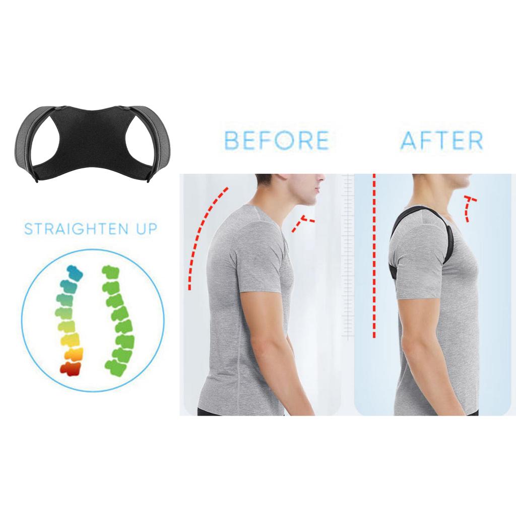 Adjustable Posture Corrector Back Shoulder Support Correct Brace M (Black)