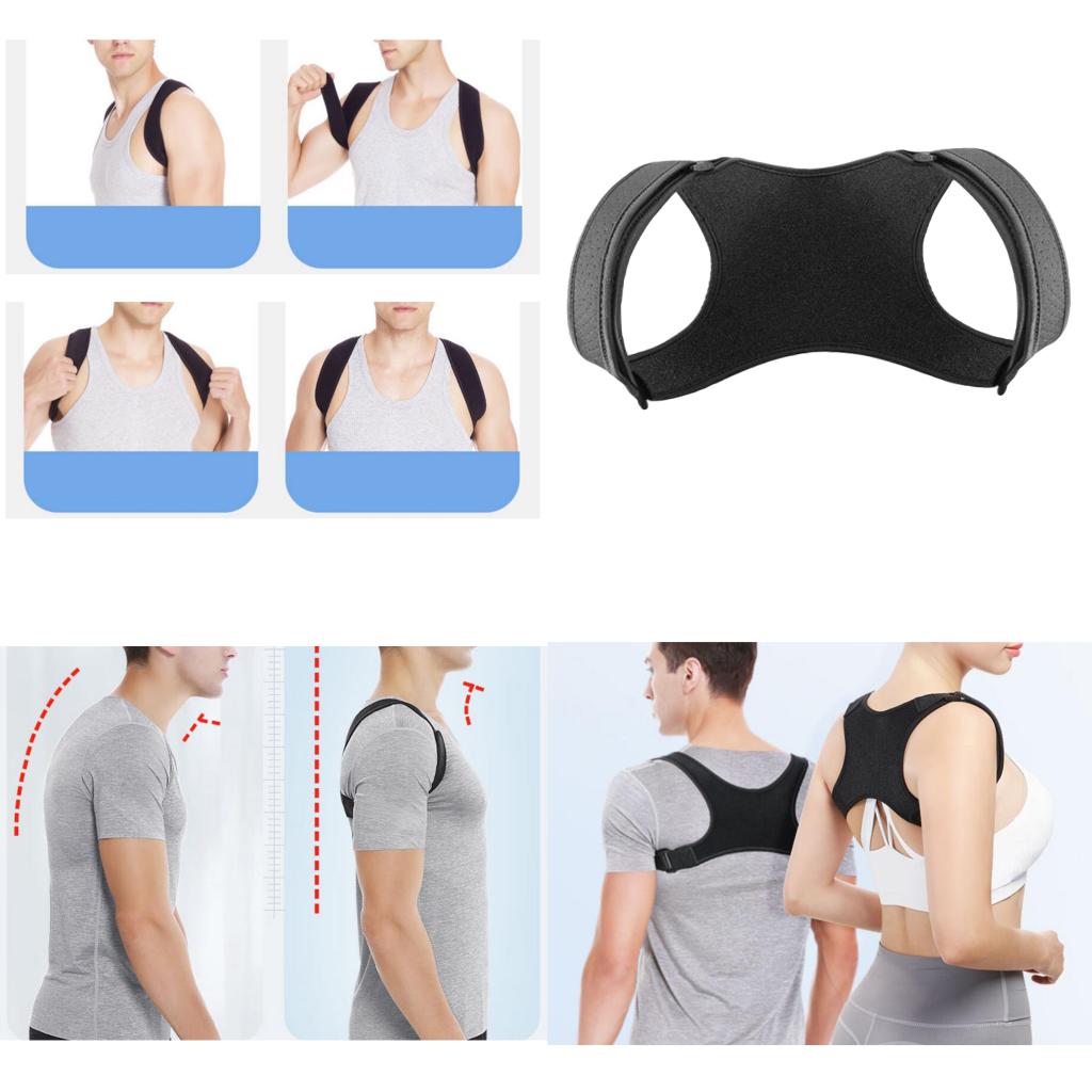 Adjustable Posture Corrector Back Shoulder Support Correct Brace M (Black)