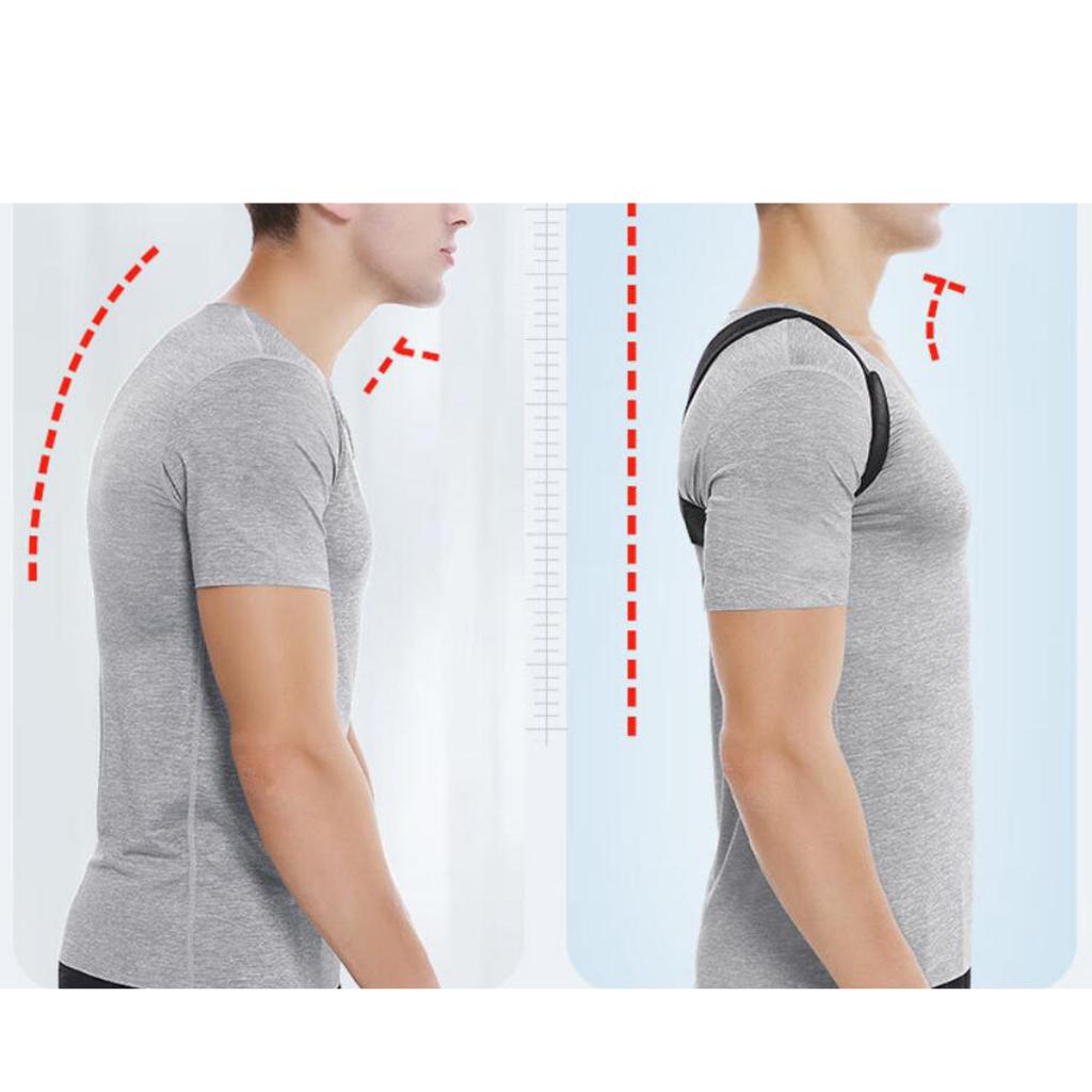 Adjustable Posture Corrector Back Shoulder Support Correct Brace M (Black)