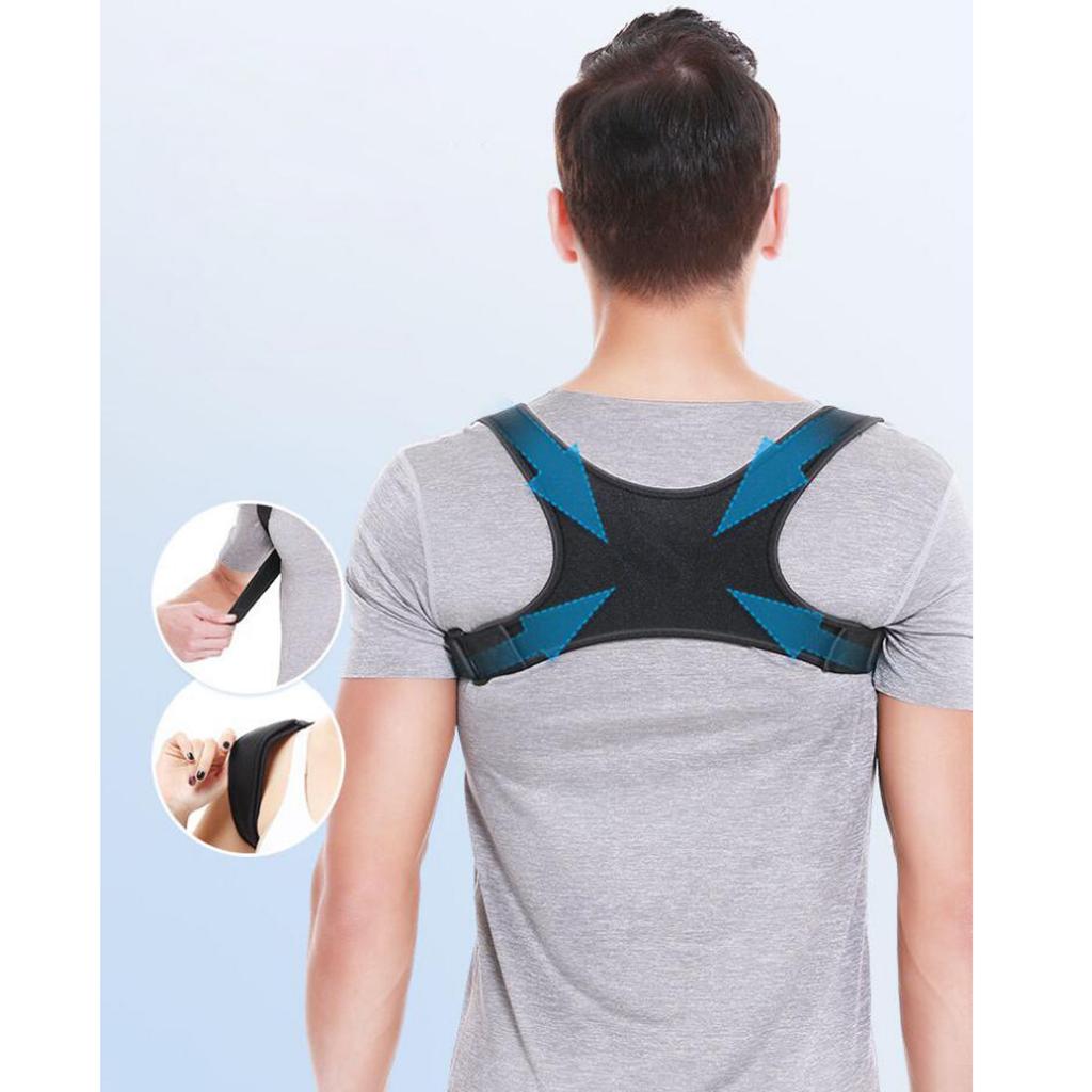 Adjustable Posture Corrector Back Shoulder Support Correct Brace M (Black)