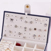 Travel Jewelry Box Organizer for Necklace Ring Ear Studs 2 Layer Dark Blue