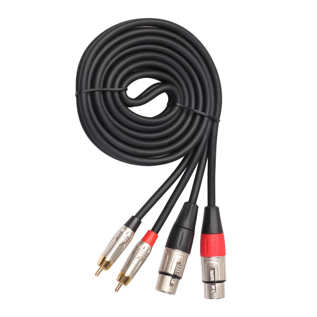 5.9/9.8ft 2 XLR Female to Dual RCA Male Plug Adapter Cable Durable 1.8m