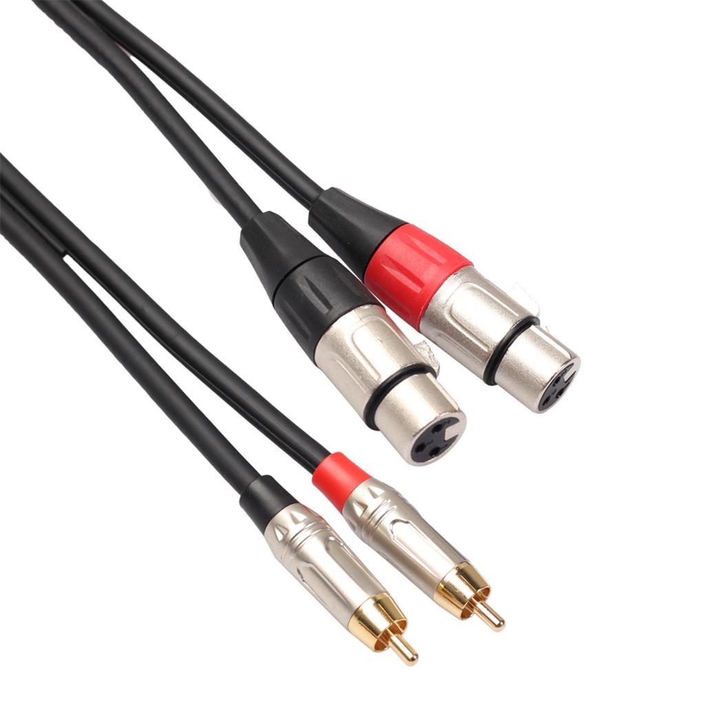 5.9/9.8ft 2 XLR Female to Dual RCA Male Plug Adapter Cable Durable 1.8m