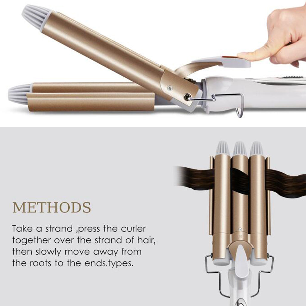 Triple Hair Waver Curling Iron Wand Curler Machine Long Hair Hair Styler