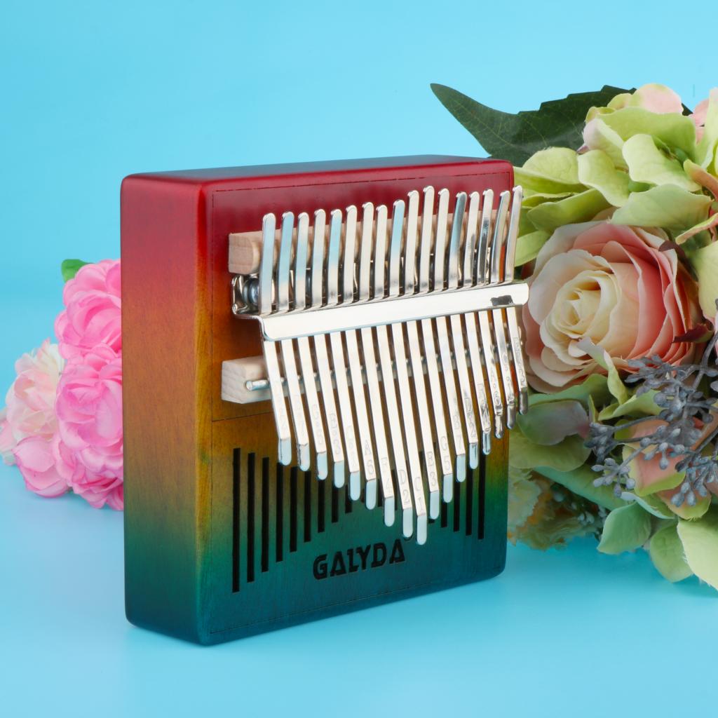 17 Keys Kalimba Mahogany Thumb Piano Mbira Keyboard Instrument Rainbow