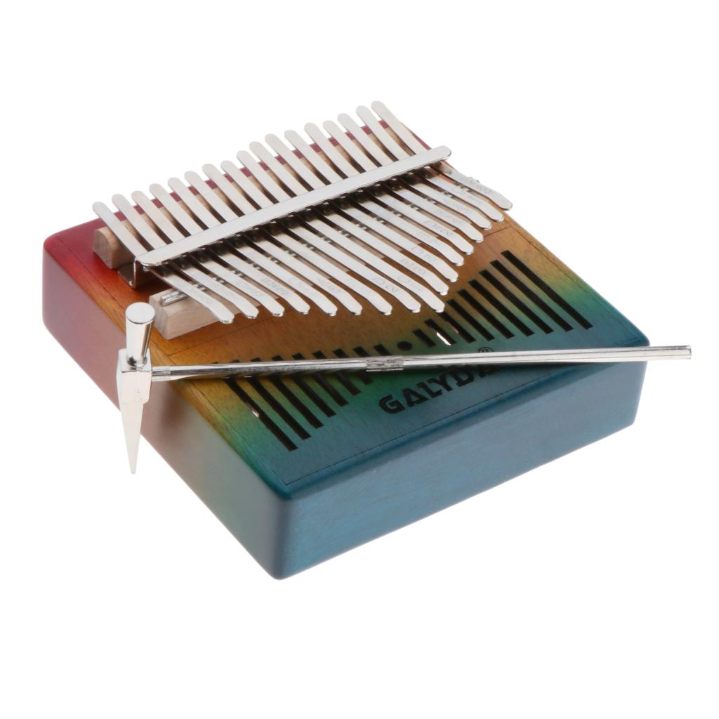 17 Keys Kalimba Mahogany Thumb Piano Mbira Keyboard Instrument Rainbow