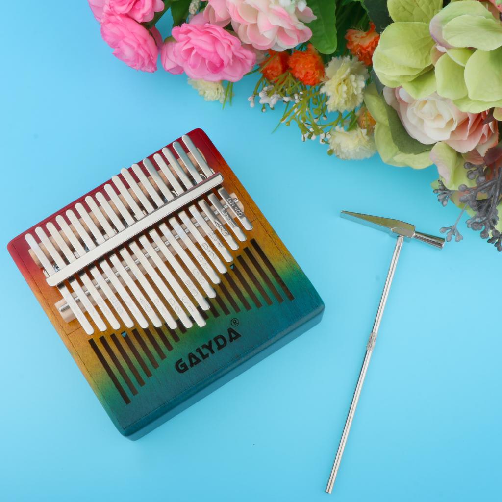 17 Keys Kalimba Mahogany Thumb Piano Mbira Keyboard Instrument Rainbow