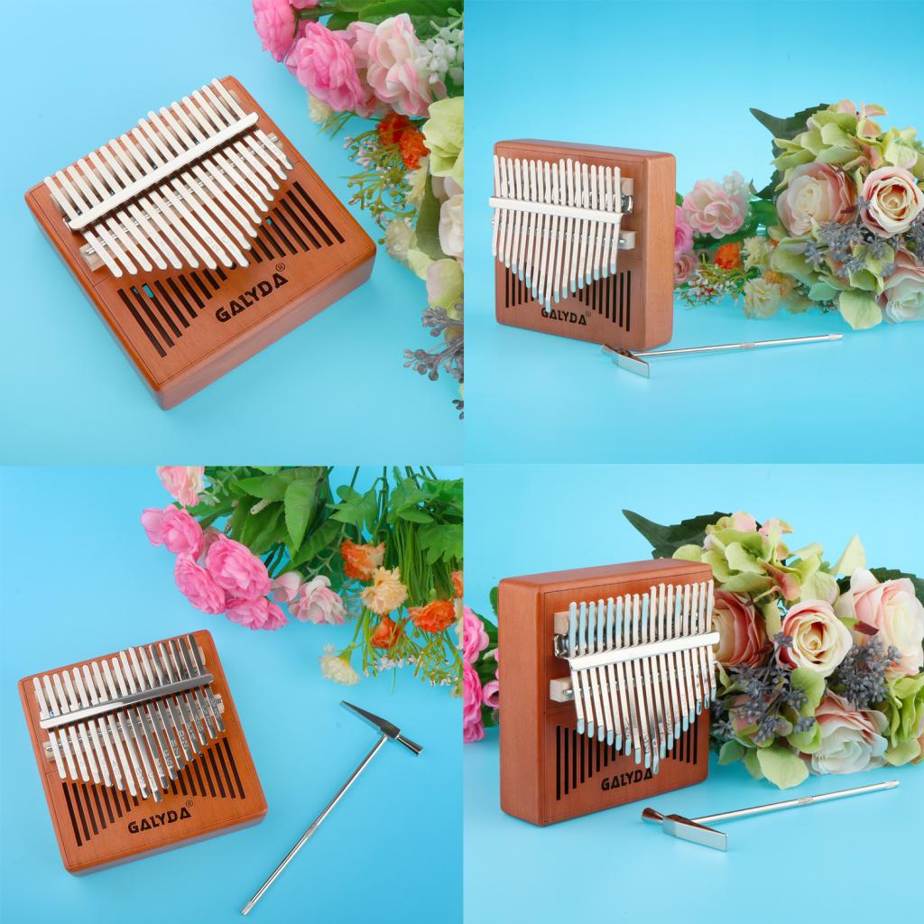 17 Keys Kalimba Mahogany Thumb Piano Mbira Keyboard Instrument Burlywood