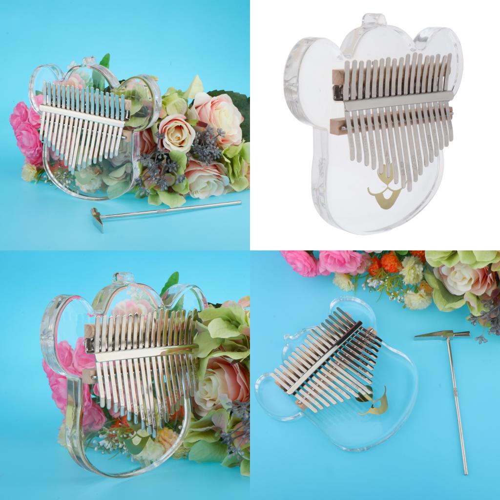 Kalimba 17 Key Thumb Piano Acrylic Clear Mbira Gift with Bag Tuner Hammer