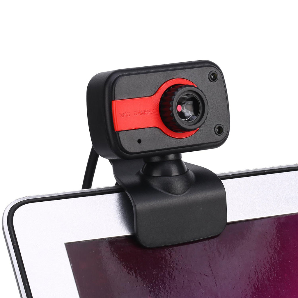 USB 2.0 Rotatable HD 480P Webcam Video Web Camera With Mic Red