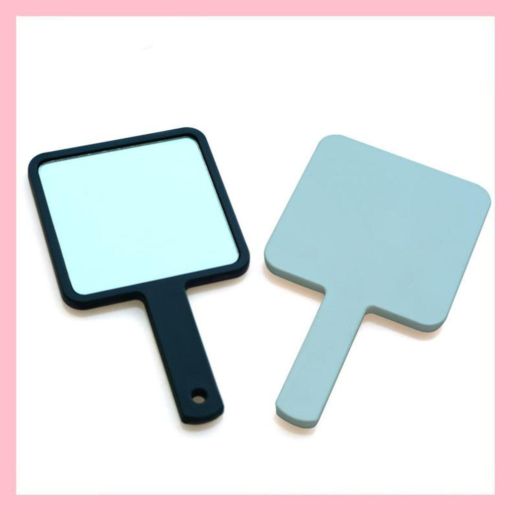 Ladies Modern Hand Held Square Mirror Makeup Dresser Gift 12x12cm White