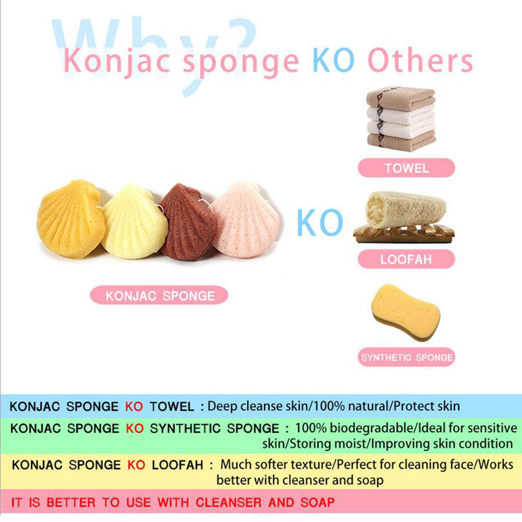 Konjac Face Sponge Brush Massage Puffs Cleaning Set Biodegradable