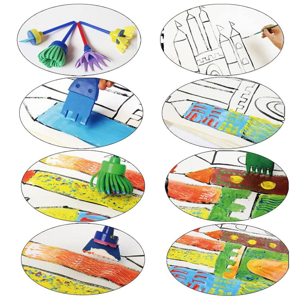 Kids Art Drawing Brushes Sponge Painting Brush Tool Set for Children Toys