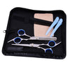 Hairdressing Scissors Thinning Hair Cutting Shears Comb Clamp Set +Case Blue