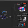 Wired Head-mounted Gaming Headset with Mic and LED Light Black Blue