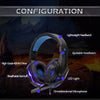 Wired Head-mounted Gaming Headset with Mic and LED Light Black Blue