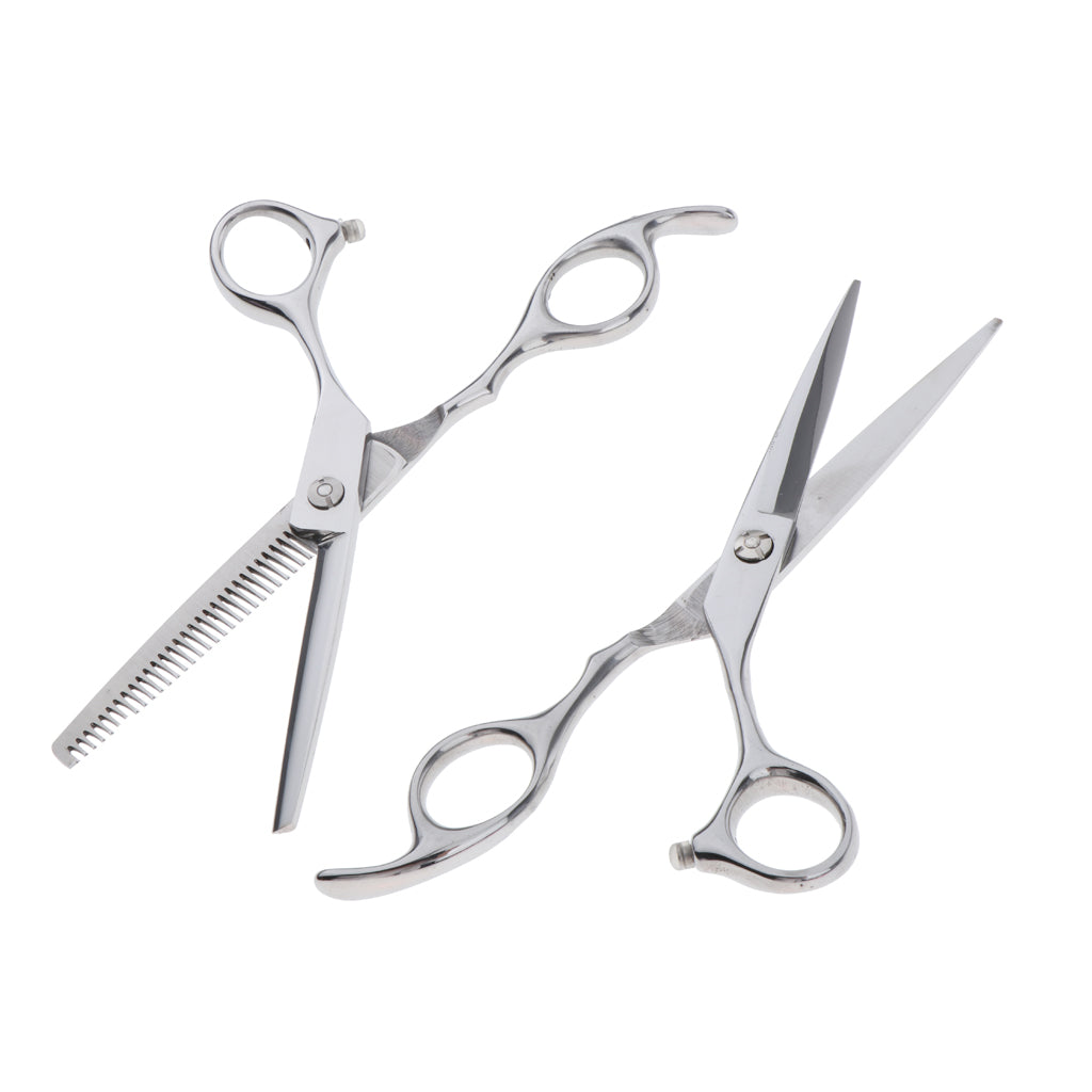 12Pcs Salon Hair Cutting Scissors Barber Shears Razor Set White Scissors