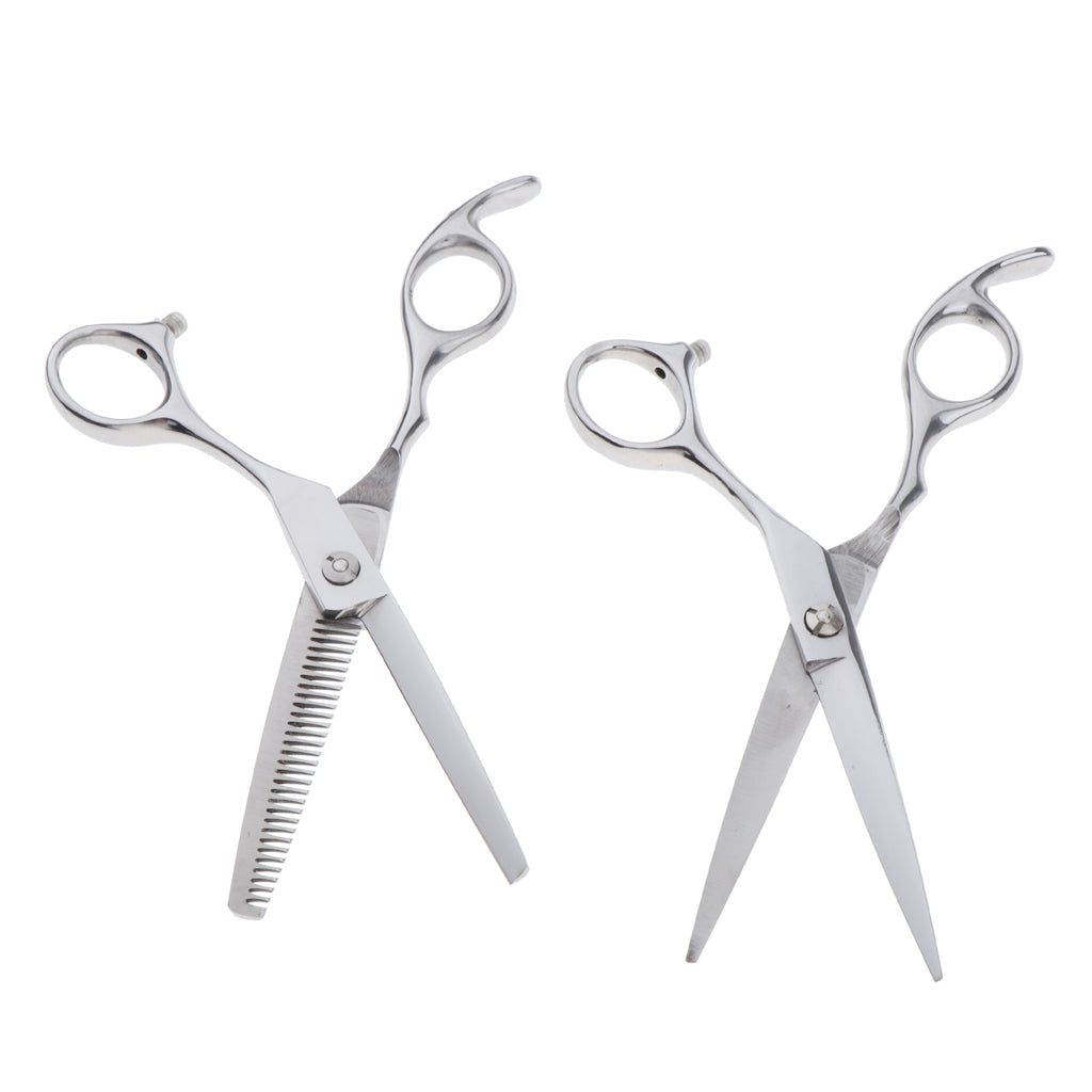 12Pcs Salon Hair Cutting Scissors Barber Shears Razor Set White Scissors