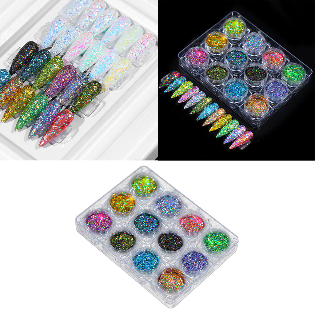 12 Colors Nail Art Glitter Dust Acrylic UV Gel Tips DIY Tools Style-01