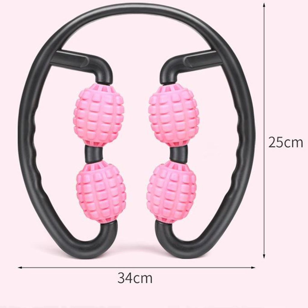 Handheld 360 Degree Full Body Wheel Roller Massager Self Massage Tool Pink