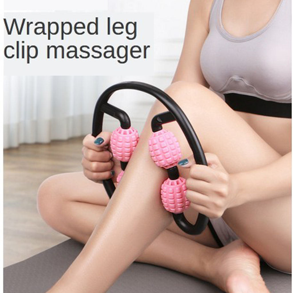 Handheld 360 Degree Full Body Wheel Roller Massager Self Massage Tool Pink